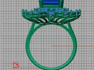 R00014 amethyst and diamond ring 3D print model