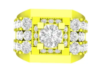 A7257 Korean Style Diamond Men Ring 3D print model
