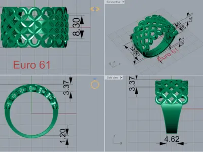  Yellow gold ring with floral design model gr0103 3D print model