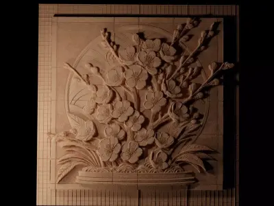 Cherry Blossom CNC 3d Print High Relief Sand Casting 3D print model