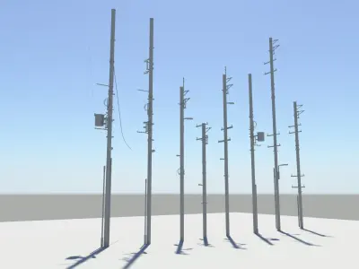 Detailed Utility Poles 3D model