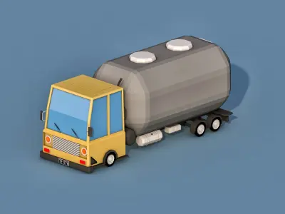 Cartoon Water Truck Low-poly 3D model