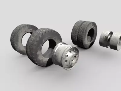 Wheels Gameready set of tires Low-poly 3D model