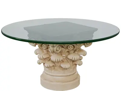 Ornament Table - Classical Pedestal Tables with Glass Tops Low-poly 3D model