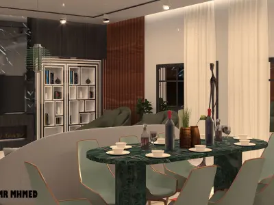 modern living room  Low-poly 3D model