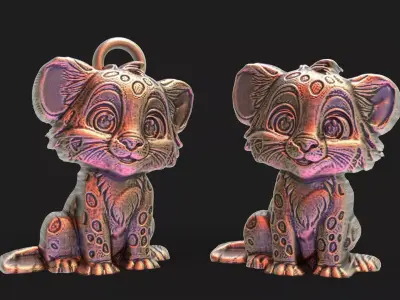 cute cartoon tiger pentant 3D print model