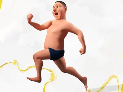 Man Model Fat boy stylized Male cartoon Low-poly 3D model