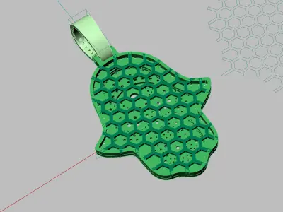 Hamsa hand Pendant Full Stones 3D print model