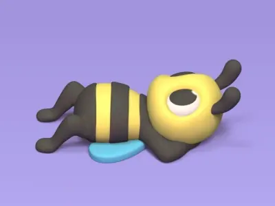 Lying Down Bee 3D print model