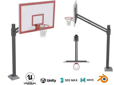 Basketball hoop Low-poly 3D model