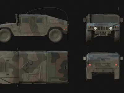 M1025 HMMWV High Mobility Multipurpose Wheeled Vehicle Humvee Low-poly 3D model