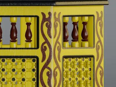 Moroccan octagonal side table 03 3D model