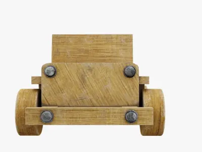 Old wooden toy jeep model 3D model