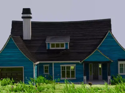 American Style Cottage Exterior 05 Low-poly 3D model