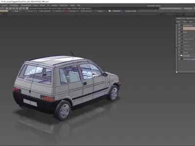 Urban city car Like 500 of 1995 with the divisions for materials Low-poly 3D model