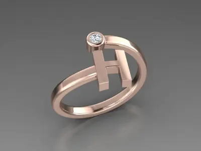 Jewelry Alphabet Ring H 3D print model
