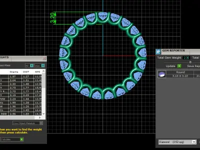 U Shaped Eternity Ring 3 point 1 mm stone size swiss 11 and EU51 3D print model