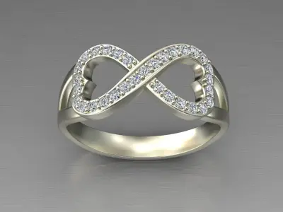 Infinity Heart Diamond Ring 3D print model