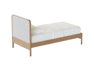Wes Twin Upholstered Wood Bed 3D model