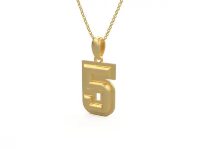 Model 1156 Number 5 Necklace Curved With Border 3D print model