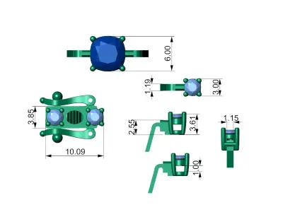 Tennis Bracelet with Cushion Center Stone 3D print model