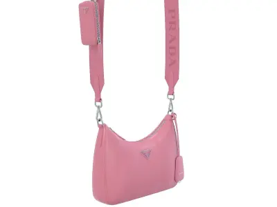 Prada Padded Nappa leather Re-Edition Shoulder Bag Pink Low-poly 3D model
