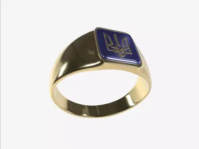 ring with Ukrainian coat of arms 3D print model