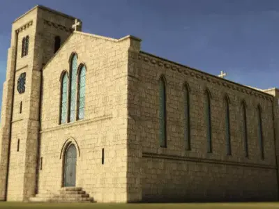  Victorian Church Low-poly 3D model
