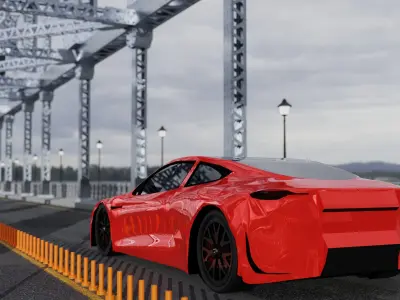 Tesla Roadster 2 high poly 3D model