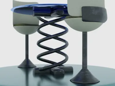 Glass table and chair Free low-poly 3D model