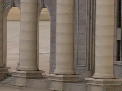 palace bank building Low-poly 3D model