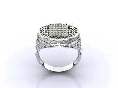 Print Ready STL 3DM  Gents Rings Diamond Men Ring  3D print model 50