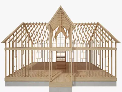 Wood House Construction 3D model
