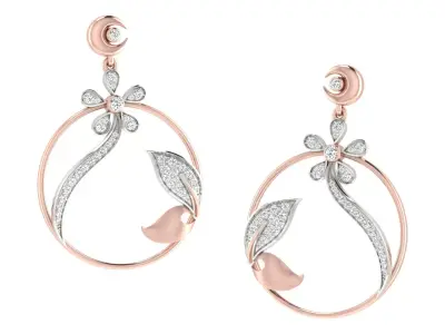 Women Drop Earrings 3dm STL OBJ FBX Renders Details 3D print model 8