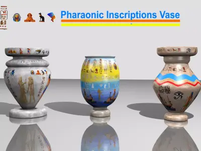 Pharaonic Inscriptions Vase low poly Low-poly 3D model