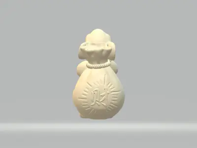 Lucky mouse carrying money bag 3D print model
