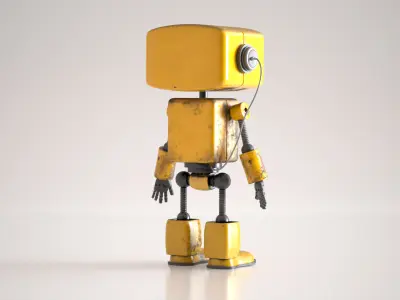Retro Robot  Game-Ready 3D Model Low-poly 3D model