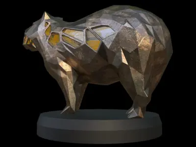 Steampunk Capybara Low-poly 3D model