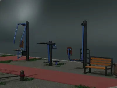 Trainers for outdoor sports grounds  Horizontal bar with bars 3D model
