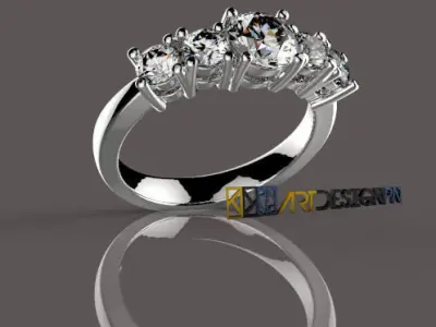Anello Riviera -  Diamonds ring 3D print model