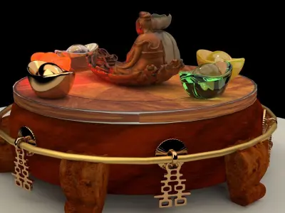 Chinese wooden boat 3D model purchase