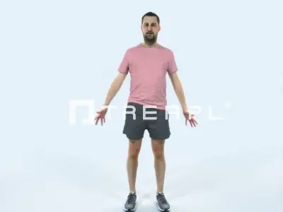 Portrait 09G Animated Rigged Sports Man Low-poly 3D model