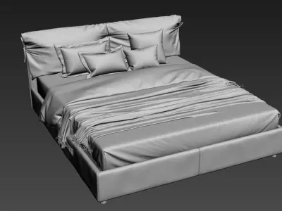 Modern bed high-poly 3D model