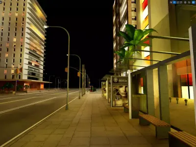 City Downtown Skyscraper Street - Night - Unreal - Lot 05 Low-poly 3D model