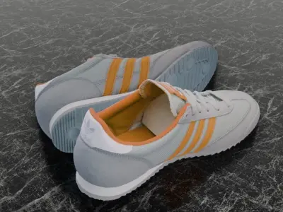 ADIDAS 3D SHOES - WHIE - ORANGE Low-poly 3D model