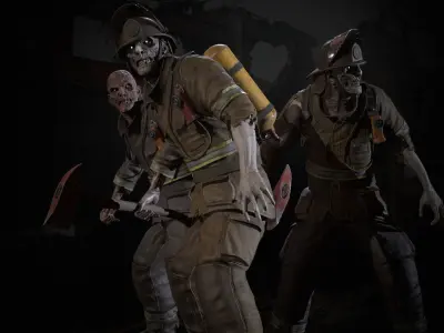 Zombie Firefighter Low-poly 3D model