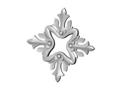 Open square floral rosette carving molding relief onlay 3D print model