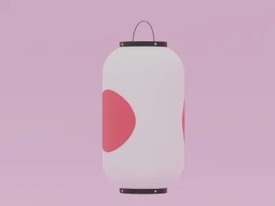 Japanese Paper Lantern Low-poly 3D model