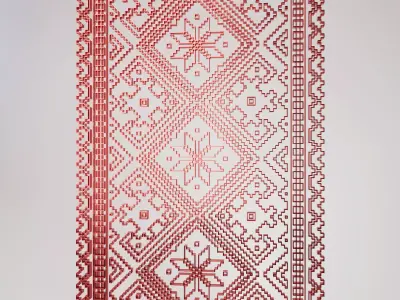 Ornamental 3D Wall Panel  Ethnic Geometric Pattern Low-poly 3D model