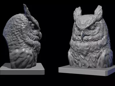Owl head 3D print model
